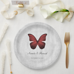 Red Butterfly Wedding Paper Plates