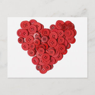 Red Button Heart Postcard
