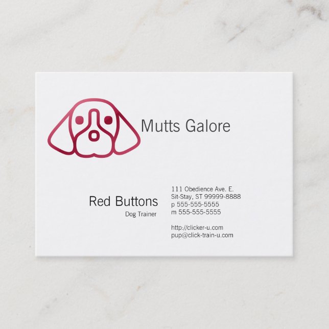 Red Button Style Gradient Dog Business Card (Front)