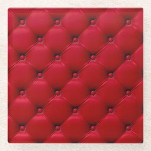 Red buttoned texture: repeating pattern. glass coaster