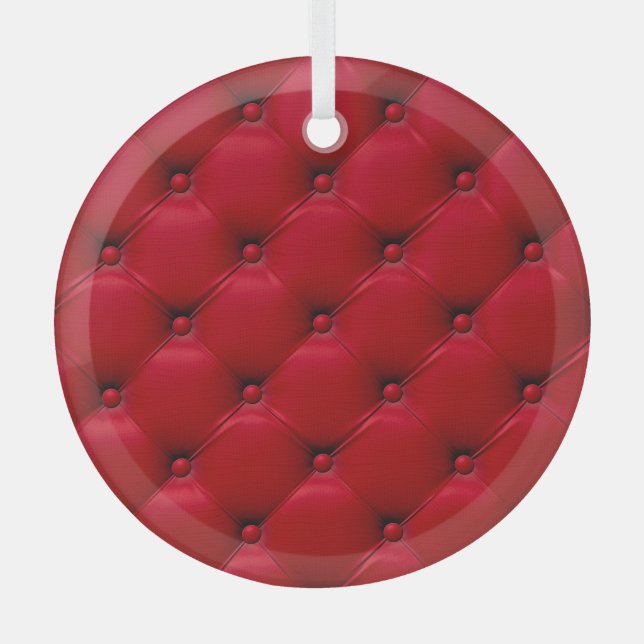 Red buttoned texture: repeating pattern. glass tree decoration (Front)