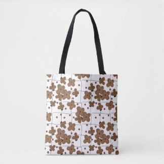 Red Buttons Brown Paper Flowers Tote Bag