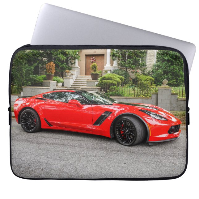 Red C7 Chevrolet Corvette Laptop Sleeve (Front)