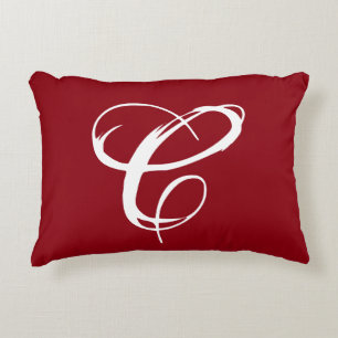 Red "C" Pillow with Grey Back