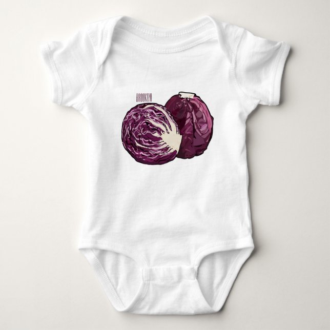 Red cabbage cartoon illustration  baby bodysuit (Front)