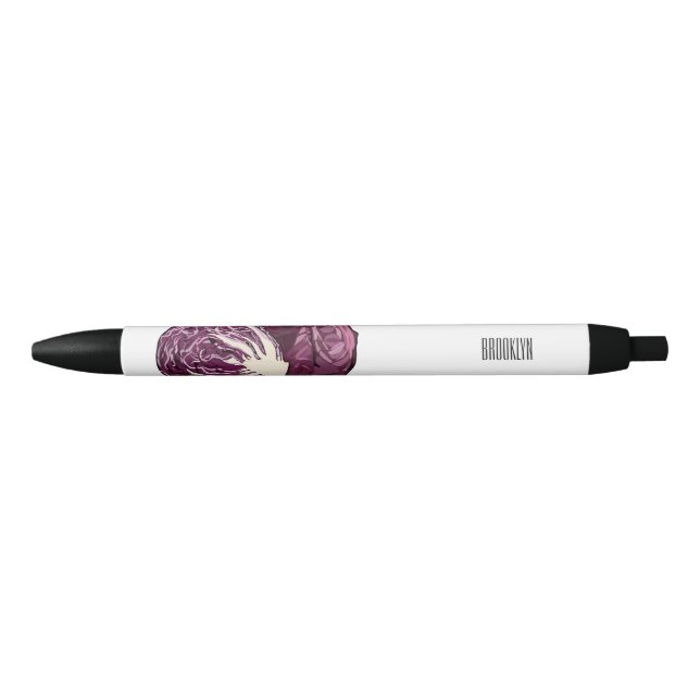 Red cabbage cartoon illustration  black ink pen (Front)