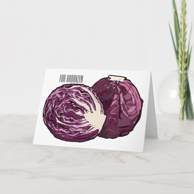 Red cabbage cartoon illustration  card (Front)