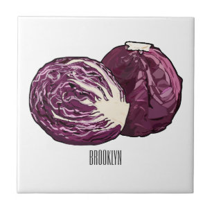 Red cabbage cartoon illustration  ceramic tile