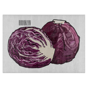 Red cabbage cartoon illustration cutting board