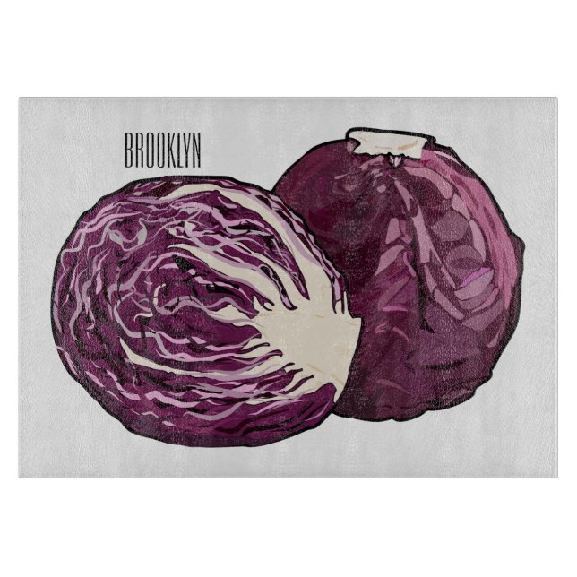 Red cabbage cartoon illustration  cutting board (Front)