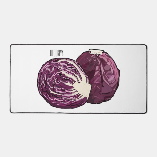 Red cabbage cartoon illustration  desk mat (Front)