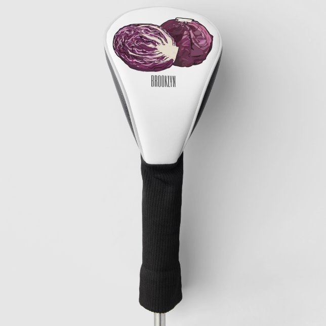 Red cabbage cartoon illustration  golf head cover (Front)