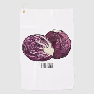 Red cabbage cartoon illustration golf towel