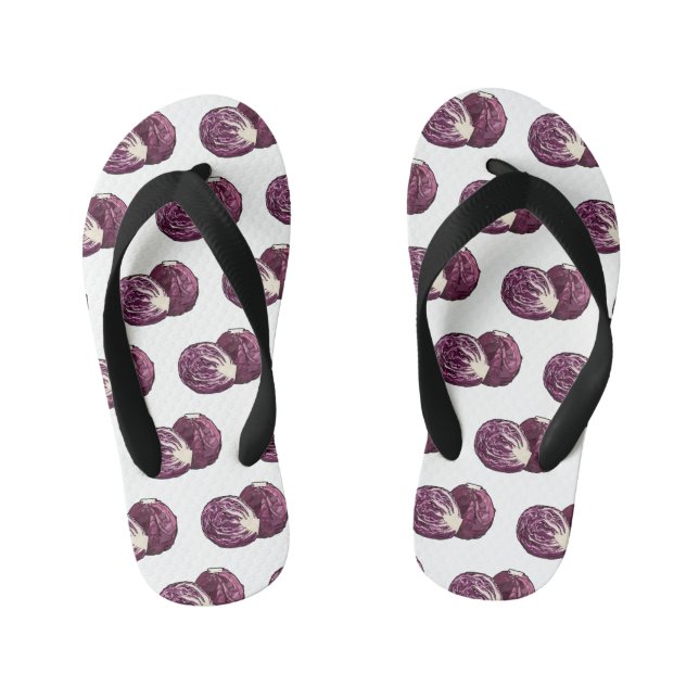 Red cabbage cartoon illustration  kid's thongs (Footbed)