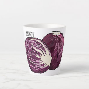 Red cabbage cartoon illustration latte mug
