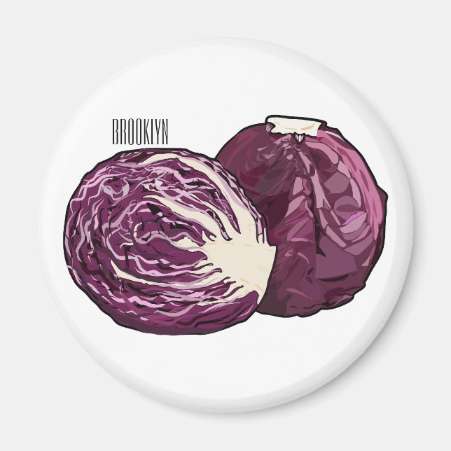 Red cabbage cartoon illustration  magnet (Front)
