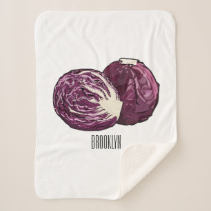 Red cabbage cartoon illustration sherpa blanket