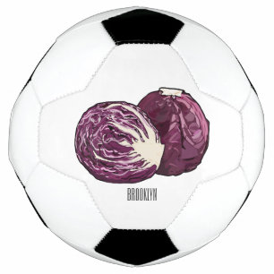 Red cabbage cartoon illustration soccer ball
