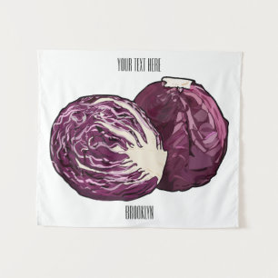 Red cabbage cartoon illustration  tapestry