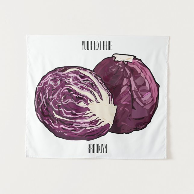 Red cabbage cartoon illustration  tapestry (Front (Horizontal))