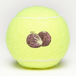 Red cabbage cartoon illustration tennis balls