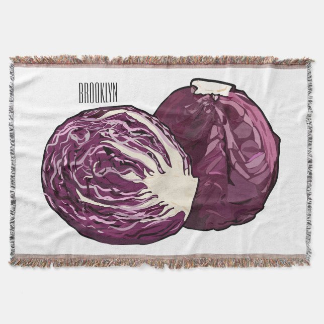 Red cabbage cartoon illustration  throw blanket (Front)