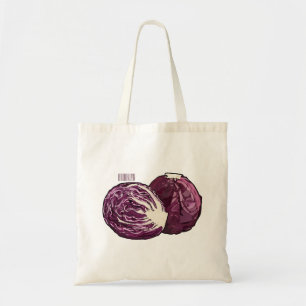 Red cabbage cartoon illustration tote bag