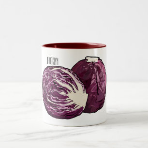 Red cabbage cartoon illustration  Two-Tone coffee mug