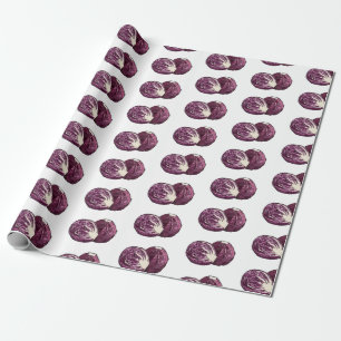 Red cabbage cartoon illustration  wrapping paper