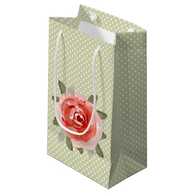Red Cabbage Rose SMALL Gift Bags (Front Angled)
