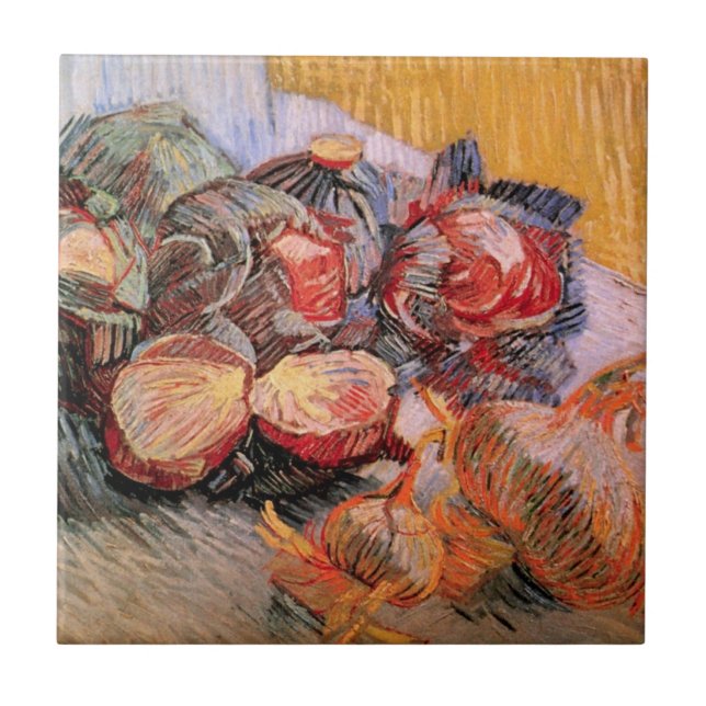 Red Cabbages and Onions by Vincent van Gogh Ceramic Tile (Front)