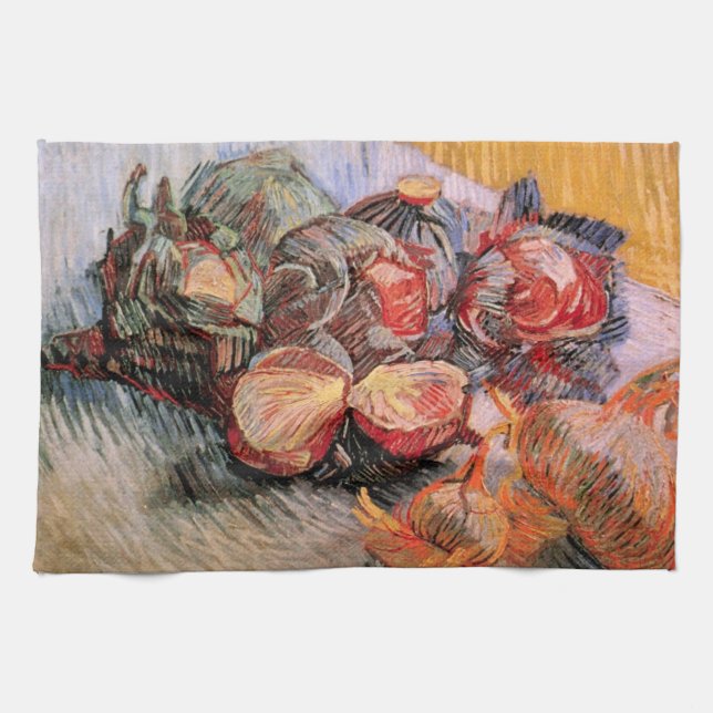Red Cabbages and Onions by Vincent van Gogh Tea Towel (Horizontal)