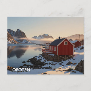Red Cabin in Lofoten Norway Travel Postcard