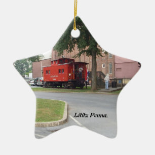 Red Caboose in Litiz Penna Christmas Ornament