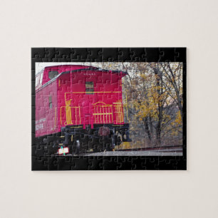 Red Caboose Train Photo Jigsaw Puzzle
