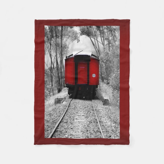 Red Caboose Victorian Steam Train Fleece Blanket (Front)