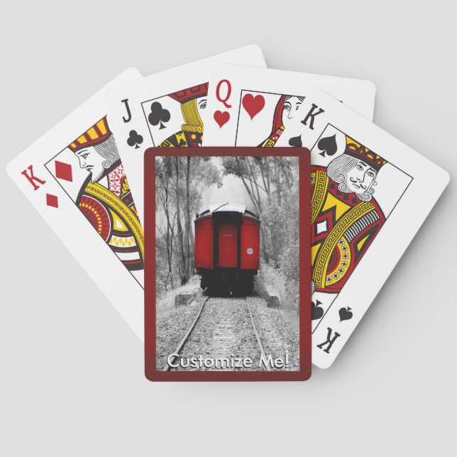 Red Caboose Victorian Steam Train Playing Cards (Back)
