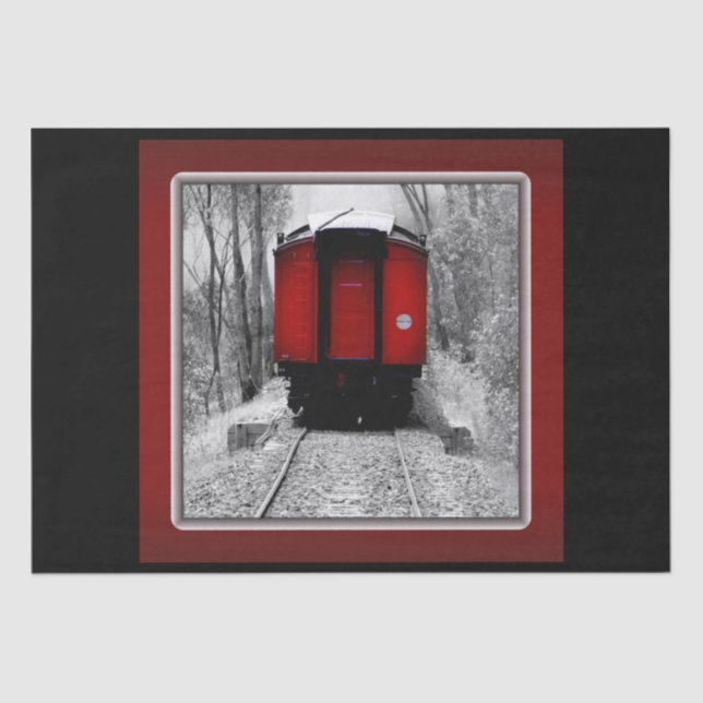 Red Caboose Victorian Steam Train Tissue Paper (Front)