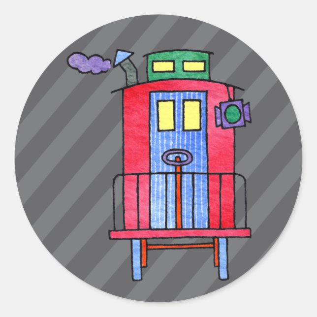 Red Caboose Wave Bye Bye Classic Round Sticker (Front)