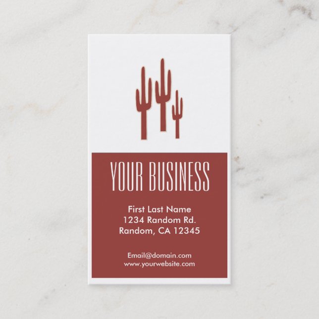 Red cactus customisable business cards (Front)