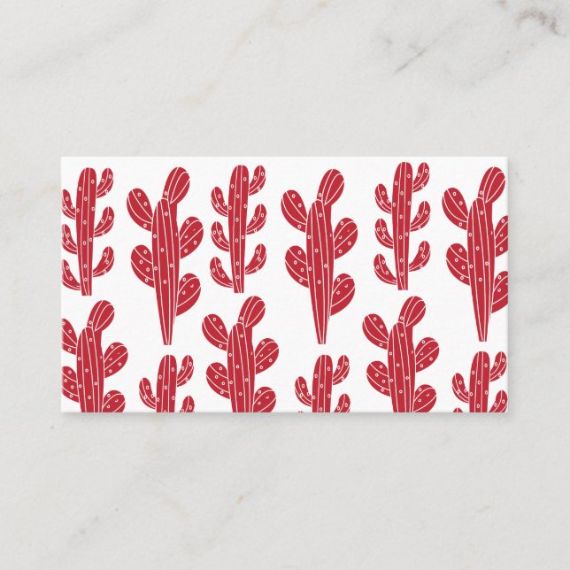 Red Cactus Plant QR Code Business Card (Front)
