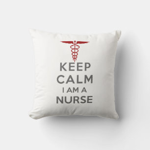 Red Caduceus Keep Calm I am a Nurse Cushion