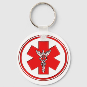 Red Caduceus Key Ring