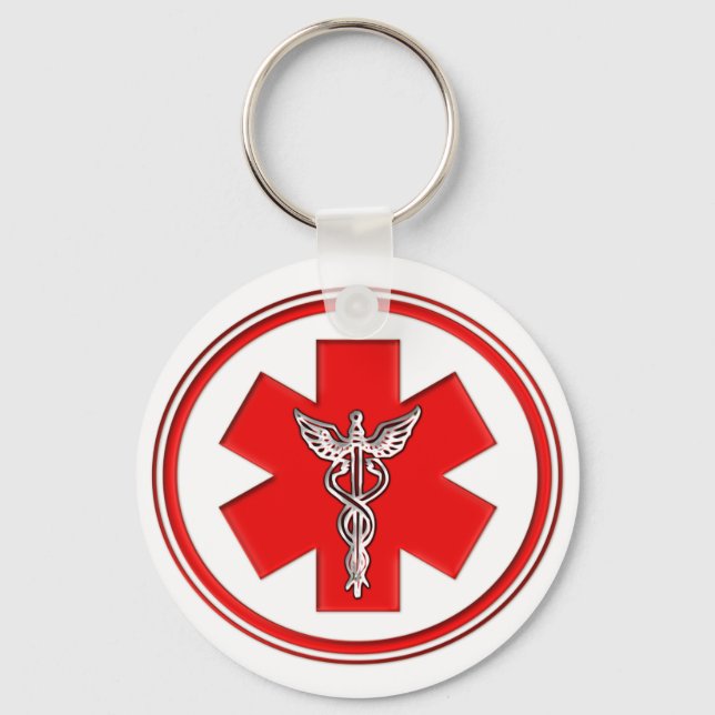 Red Caduceus Key Ring (Front)