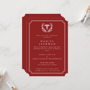 Red Caduceus+Laurel Medical School Graduation Invitation