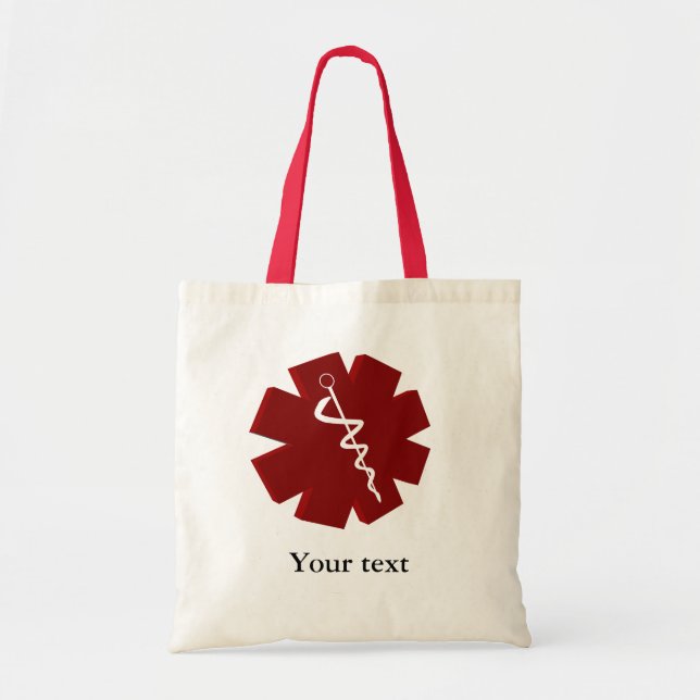 red caduceus medical gifts tote bag (Front)