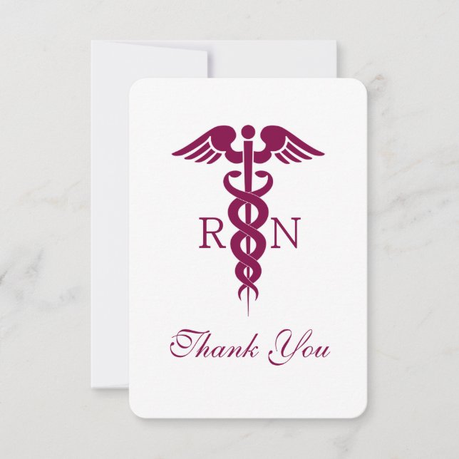 Red Caduceus Nurse Graduate Thank You Card (Front)