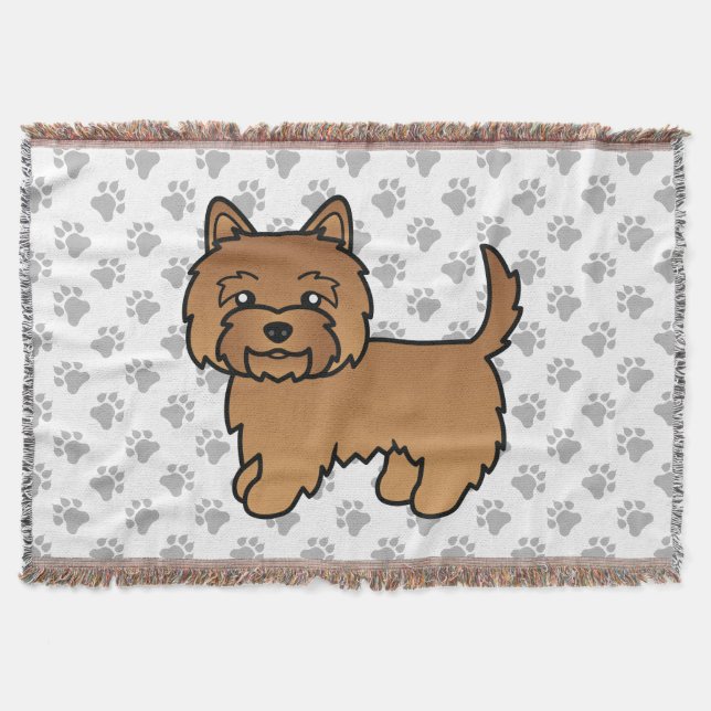 Red Cairn Terrier Cute Cartoon Dog Throw Blanket (Front)