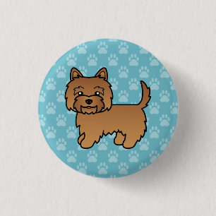 Red Cairn Terrier Dog Cartoon Illustration On Blue 3 Cm Round Badge