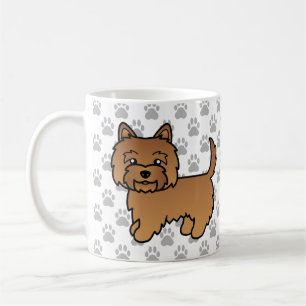 Red Cairn Terrier Dog Cartoon Illustration & Paws Coffee Mug
